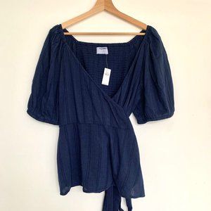 Old Navy Wrap Navy Blue Top NWT